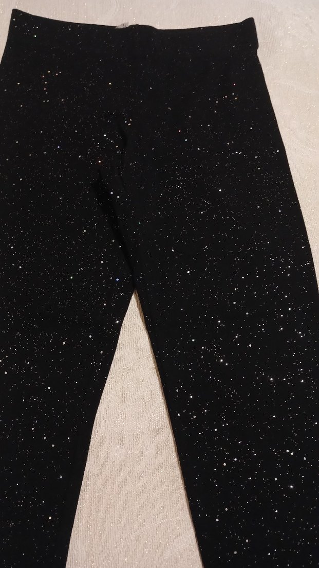 Kız Çocuk Simli Siyah Dar Kesim Tayt - Görsel 2