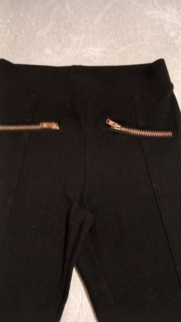 Siyah Kalın kumaş Fermuar detaylı çocuk tayt Pantolon - Görsel 3