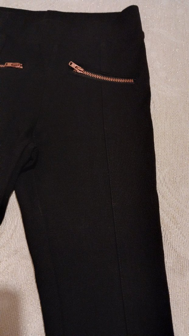 Siyah Kalın kumaş Fermuar detaylı çocuk tayt Pantolon - Görsel 2