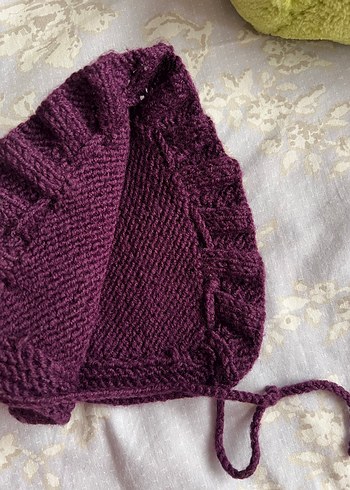 3-6 Ay, 17 cm Beden mor Renk Koyu Mor Örgü Bebek Şapka