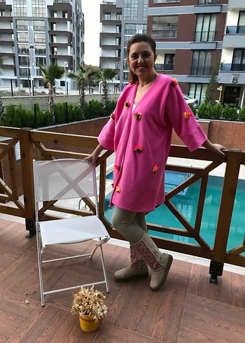 Pembe Mini Çiçekli Kadın Polar - Görsel 4