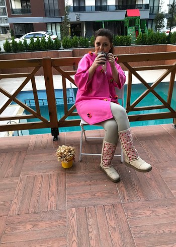 Pembe Mini Çiçekli Kadın Polar - Görsel 5