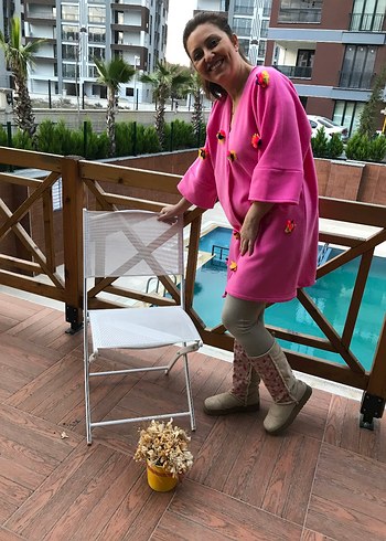 Pembe Mini Çiçekli Kadın Polar - Görsel 3