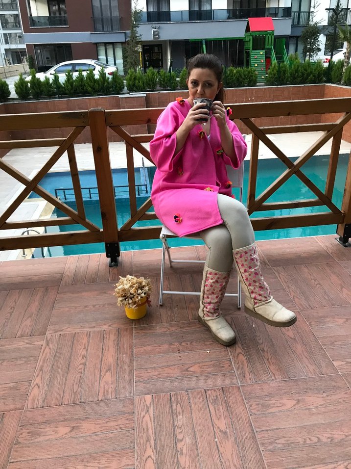 Pembe Mini Çiçekli Kadın Polar - Görsel 5