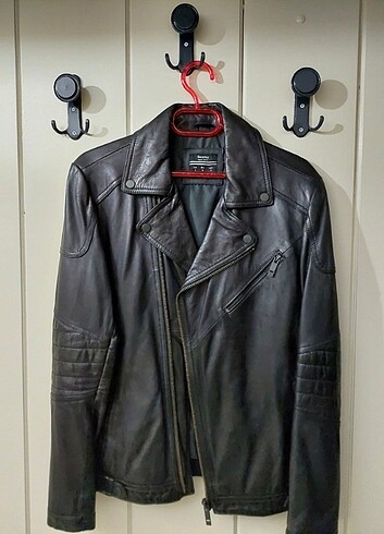 Erkek Bershka Gerçek Deri Ceket (S)