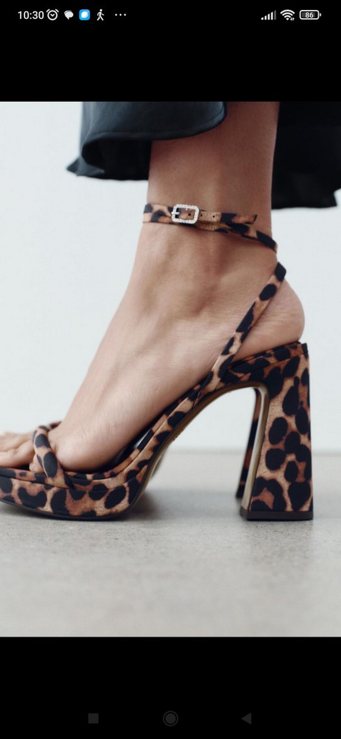 Leopar Desenli Kahverengi Platform Topuklu Kadın Ayakkabı - Görsel 2