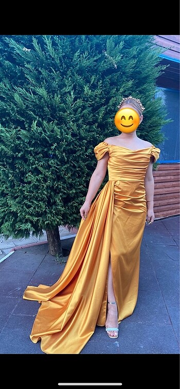 Abiye Saten turuncu elbise