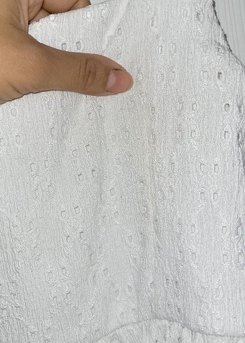 m Beden Pamuklu Beyaz Nakışlı Mini Elbise