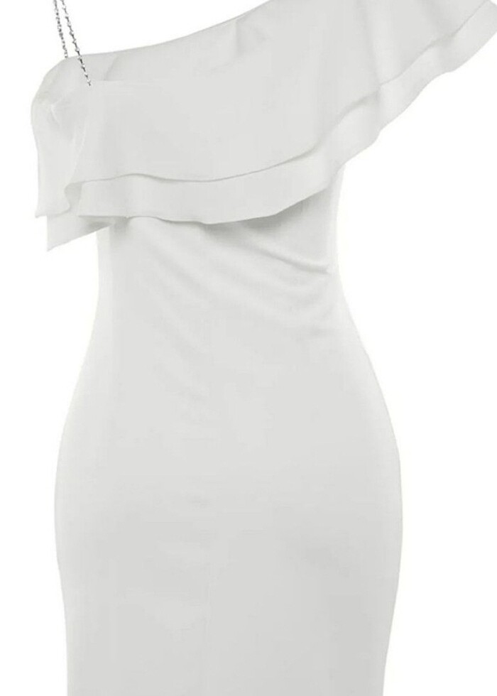 Beyaz kısa elbise - Görsel 4