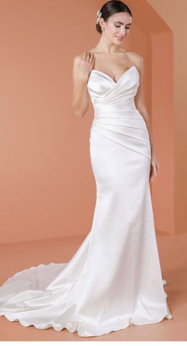 Saten balık gelinlik - Görsel 4