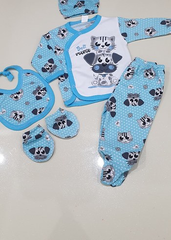 Bebek Erkek Renkli Baskılı Hastane çıkışı Seti