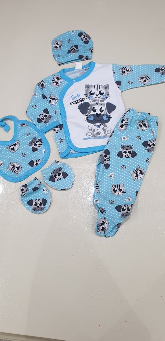Bebek Erkek Renkli Baskılı Hastane çıkışı Seti - Görsel 2