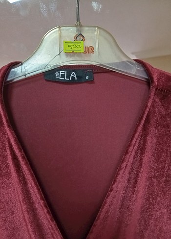 Bordo Uzun Kadın Tulum V Yaka Drapeli - Görsel 2