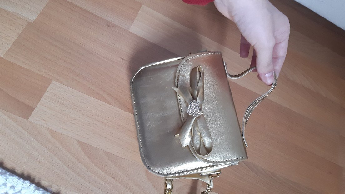 Altın Renk Zincir Detaylı Deri kiz cocuk  Çanta - Görsel 3