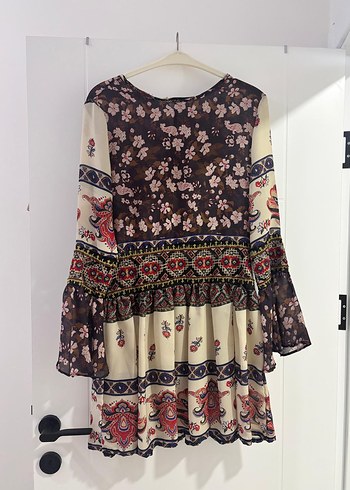 Çiçek Desenli Uzun Bohem Elbise - Görsel 2