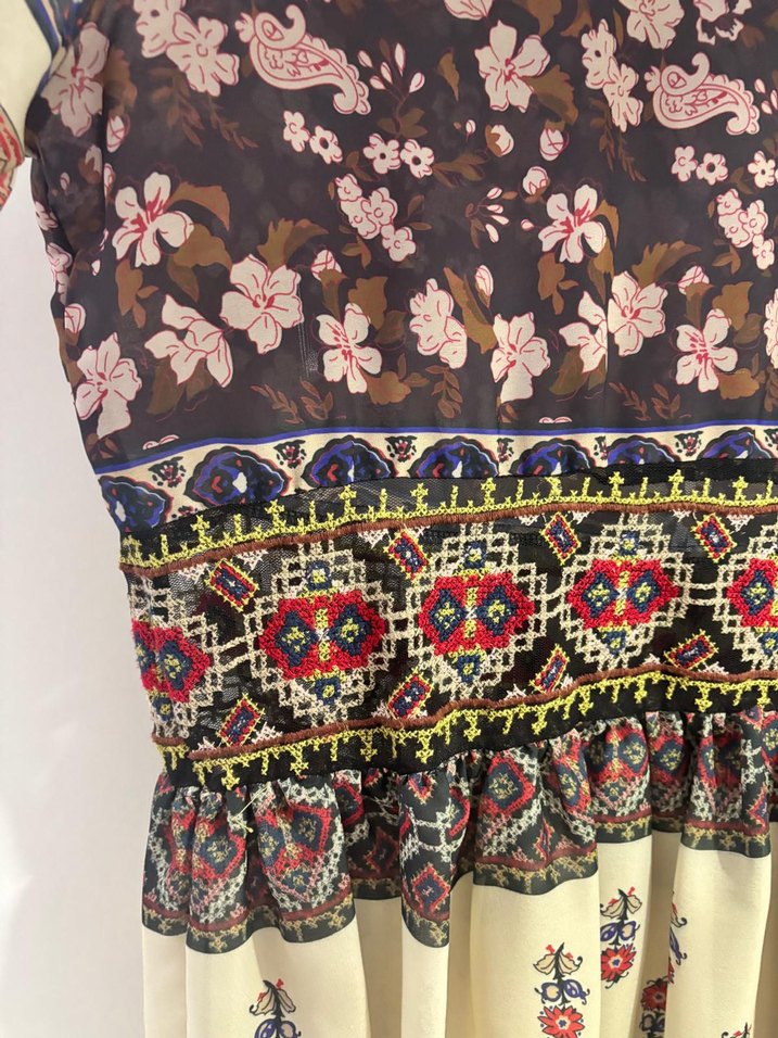 Çiçek Desenli Uzun Bohem Elbise - Görsel 3