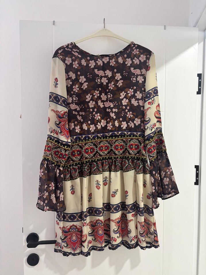 Çiçek Desenli Uzun Bohem Elbise - Görsel 2