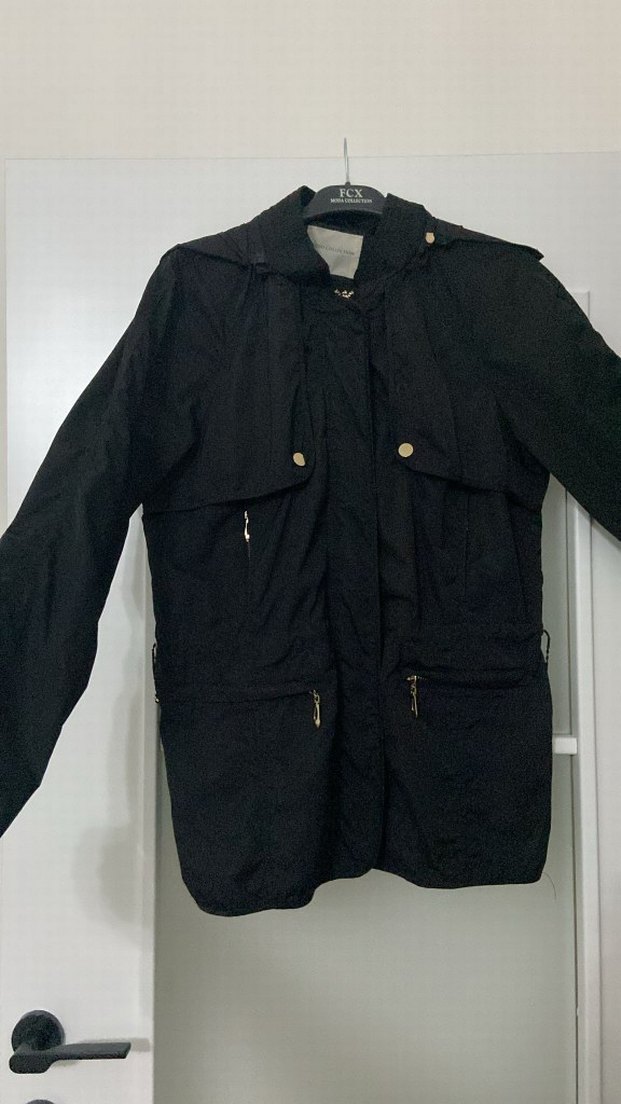 Düğmeli Siyah  Kadın yagmurluk - Görsel 2