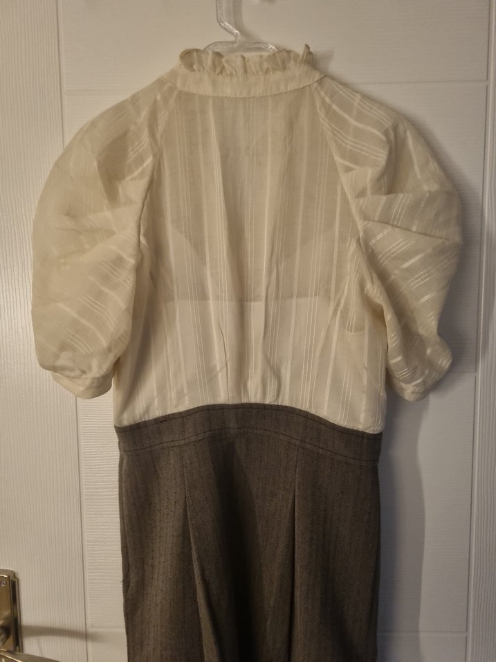 bitişik takım elbise kalem etek gömlek vintage bohem ofis - Görsel 4