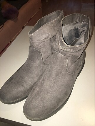 Gri süet bootie