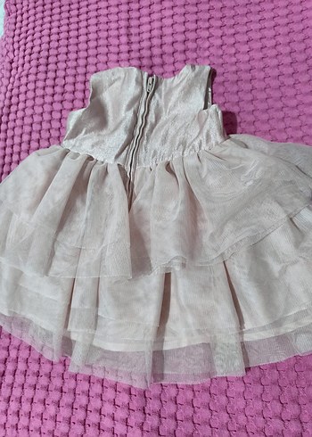 Kız Çocuk Pudra Renkli Fırfırlı Elbise - Görsel 2