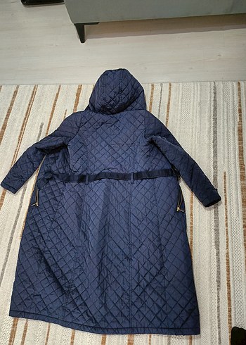 Kadın Lacivert Uzun Kuşaklı kapitone Trençkot - Görsel 3