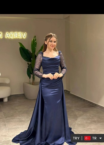 Lacivert Abiye Elbise