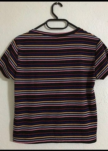 s Beden Çizgili, kısa kollu, fitted crop top