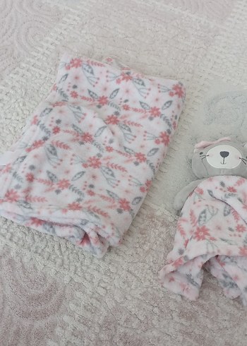 Beden Gri Peluş Oyuncaklı Yumuşak Battaniye