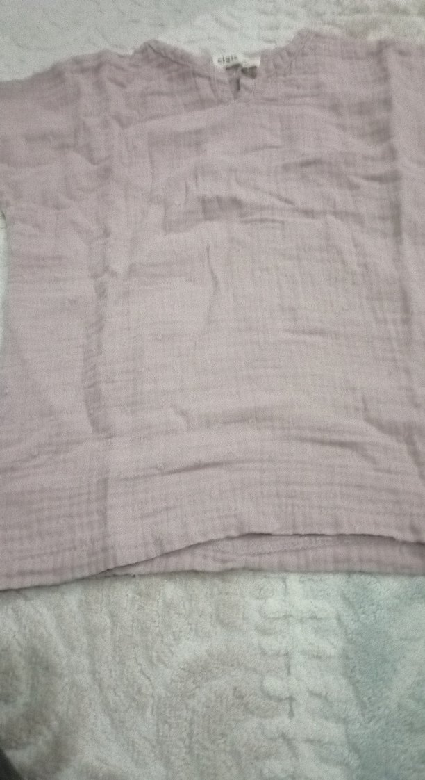 Kız Çocuk Bej Keten V Yakalı Gömlek - Görsel 5