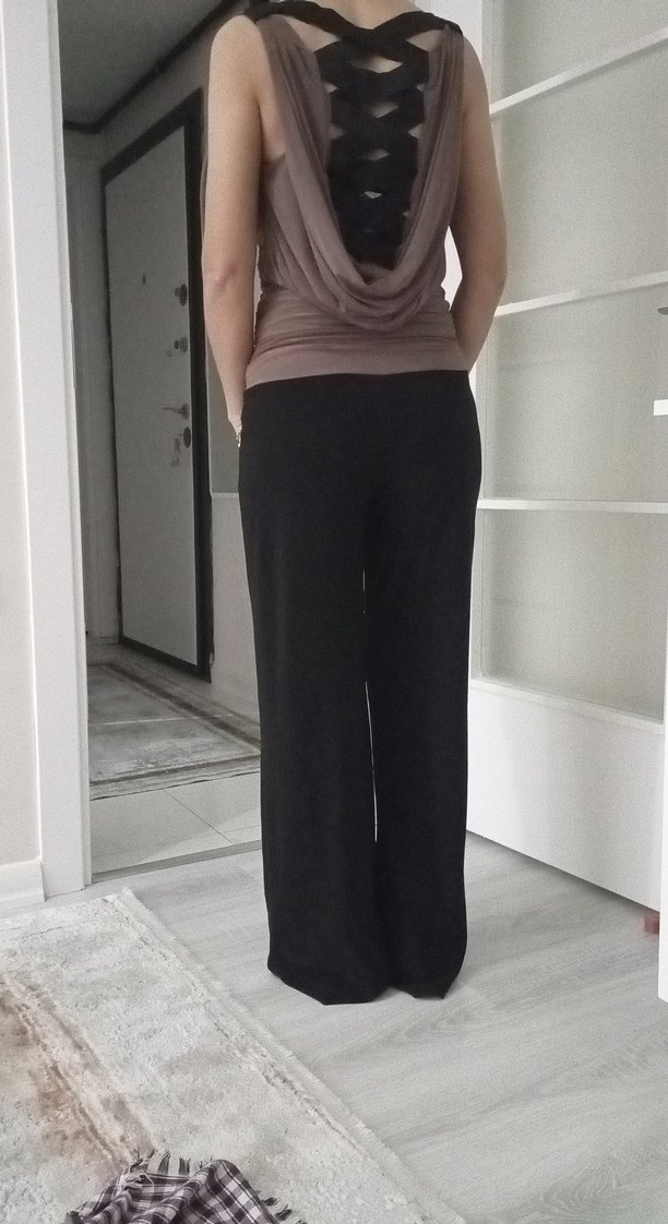 Kadın Siyah Rahat Kesim tulum - Görsel 2