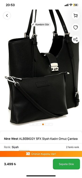  Beden siyah Renk Nine West çanta