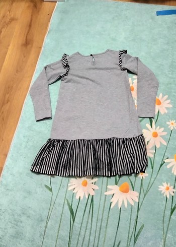 Kız Çocuk Gri Uzun Kollu Unicorn Elbise - Görsel 2