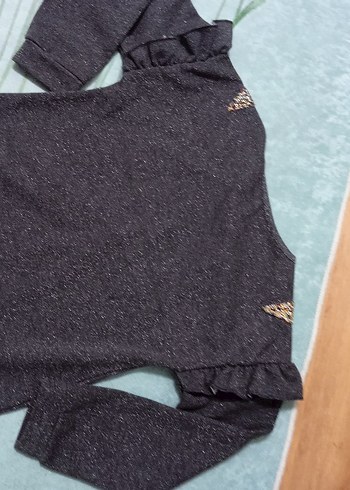 Pul İşlemeli Gri Uzun Kollu Kız Sweatshirt - Görsel 2