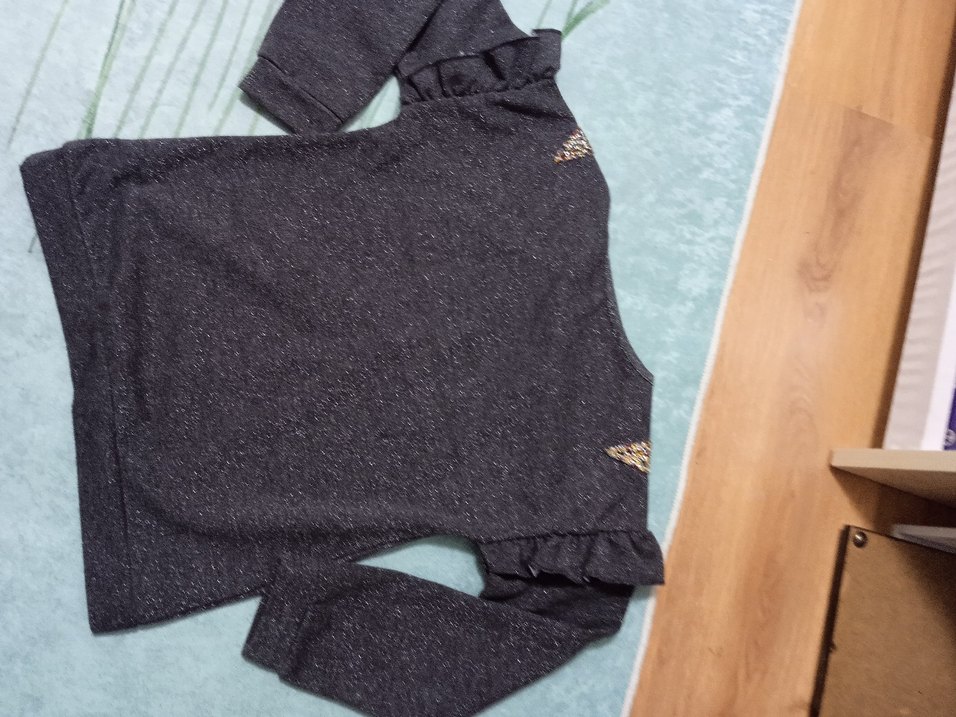 Pul İşlemeli Gri Uzun Kollu Kız Sweatshirt - Görsel 2