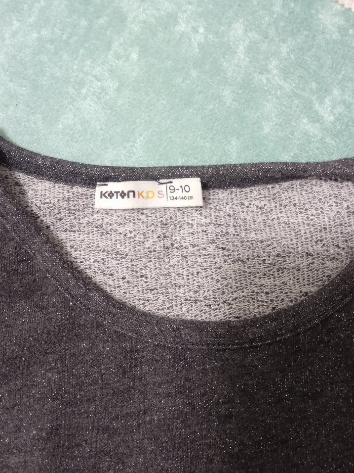 Pul İşlemeli Gri Uzun Kollu Kız Sweatshirt - Görsel 3