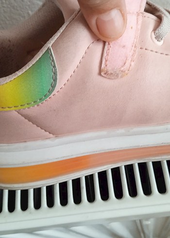 Pembe Bağcıklı ve Cırt Cırtlı Platform Spor Ayakkabı - Görsel 3