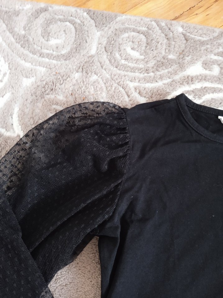 Siyah Dantel Detaylı Uzun Kollu Bluz - Görsel 2