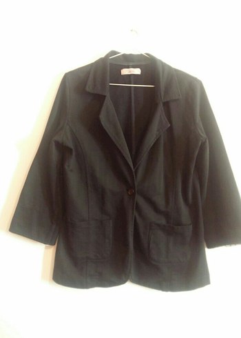 Düğmeli Siyah Midi Kadın Blazer Ceket - Görsel 6