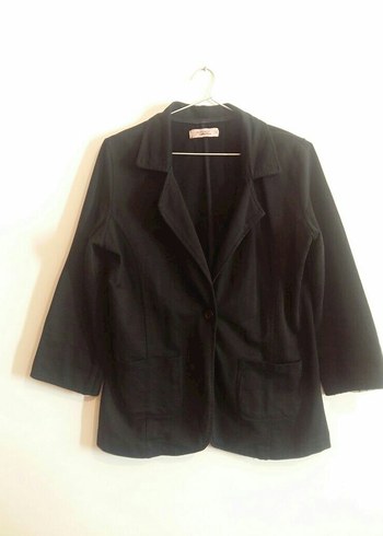 Düğmeli Siyah Midi Kadın Blazer Ceket - Görsel 5