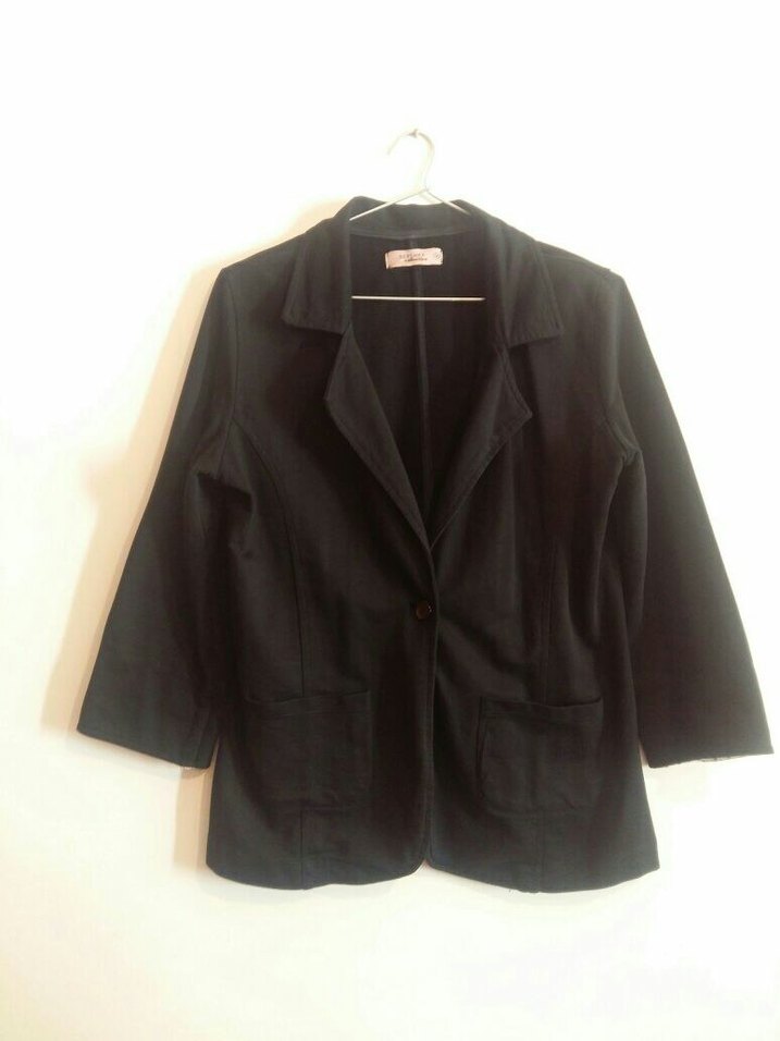 Düğmeli Siyah Midi Kadın Blazer Ceket - Görsel 5