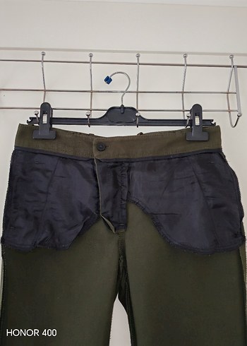 Zara Kadın Haki Kumaş  Normal Kesim Pantolon - Görsel 3