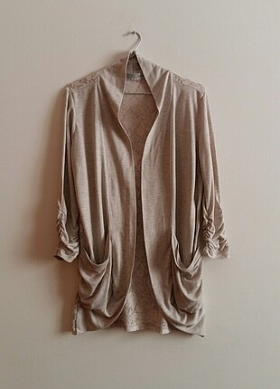 ARKASI DANTEL CEPLİ MELANJ KİMONO - Görsel 3