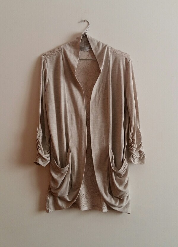 ARKASI DANTEL CEPLİ MELANJ KİMONO - Görsel 3