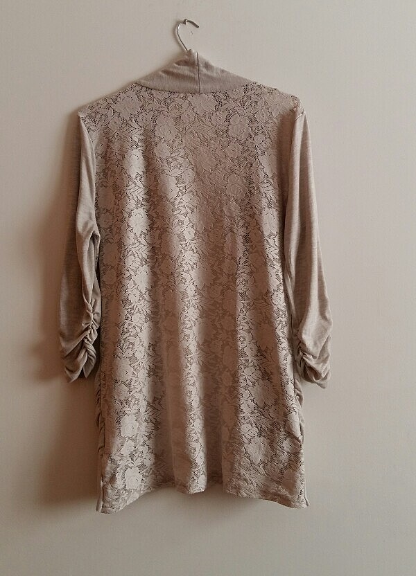 ARKASI DANTEL CEPLİ MELANJ KİMONO - Görsel 5