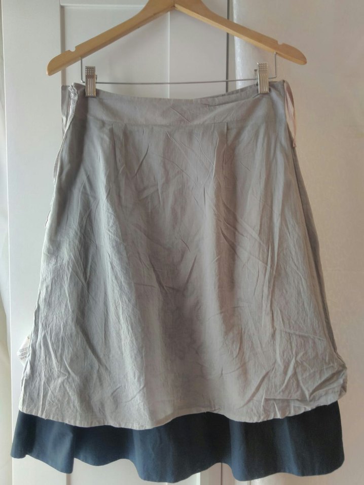 Nakışlı Pilili Midi Gri Kadın Etek - Görsel 3