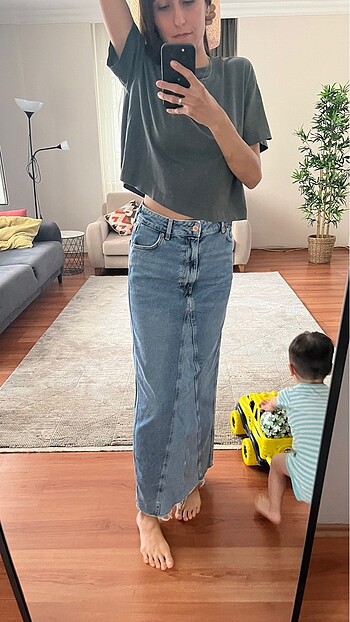 Zara Jean etek arka yırtmaclı