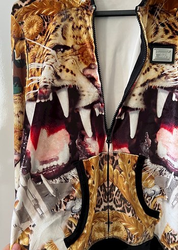 Philipp Plein Kapüşonlu Leopar Desenli Kadın hırka vintage philipp plein