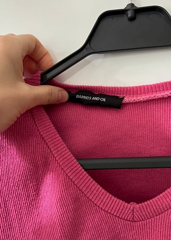 s Beden pembe Renk Pembe fitilli dar v yaka crop bluz zara mango
