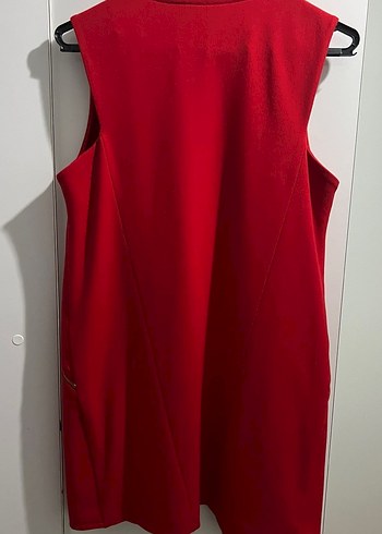 Kırmızı Fermuarlı Kolsuz Kalem Elbise - Görsel 6